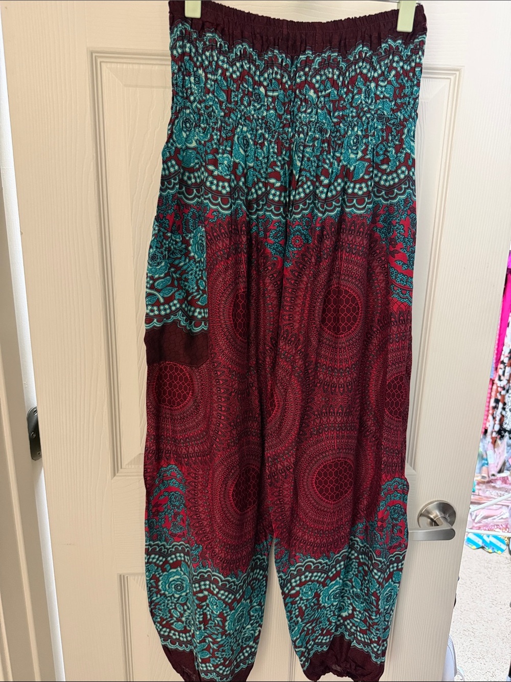 Women’s Maroon & Teal Boho Harem Pants